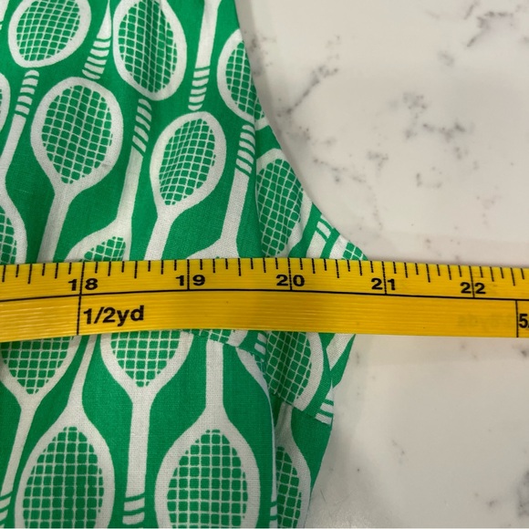 Emily And Fin Wimbledon Green Tennis Racket Patterned Sleeveless Dress Size XL - Picture 8 of 10